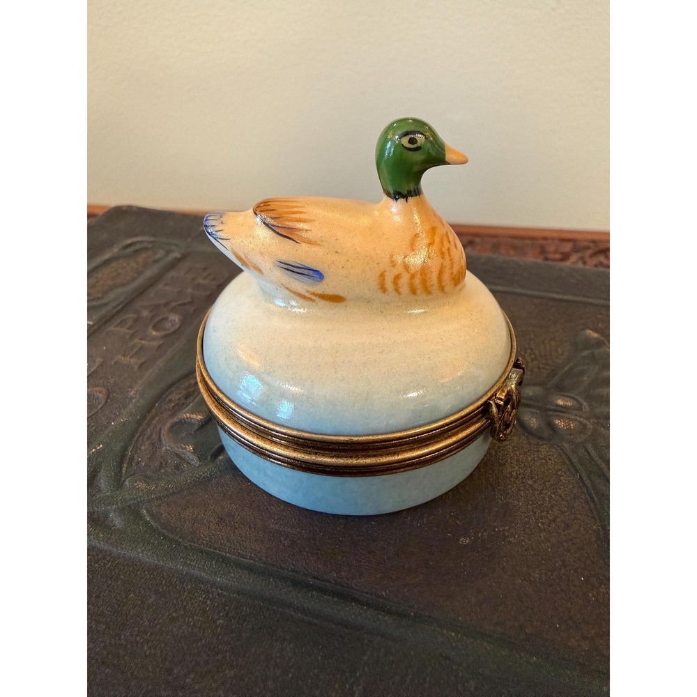 Vintage Limoges Castel Mallard Duck Trinket Box - Picture 4 of 17